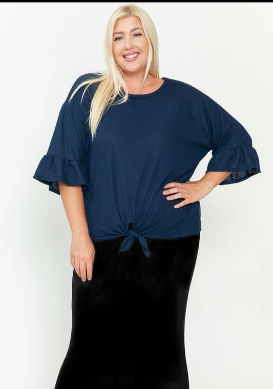 Plus Fall Holiday Navy Top