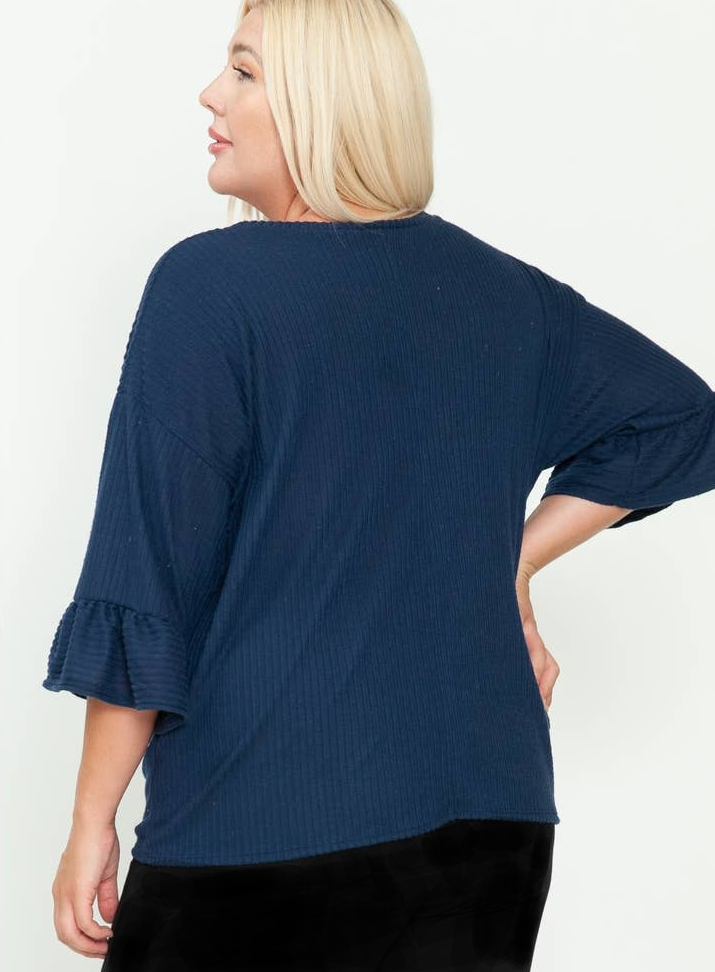 Plus Fall Holiday Navy Top