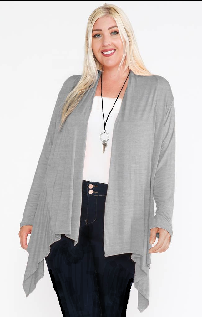 Plus Long Sleeve Heather Grey Cardigan