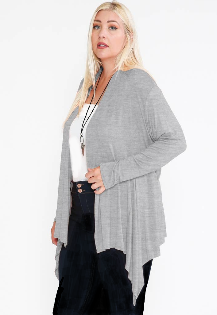 Plus Long Sleeve Heather Grey Cardigan