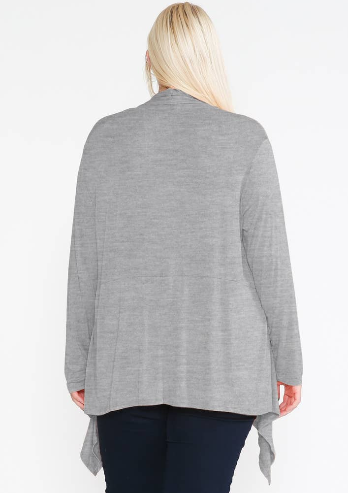 Plus Long Sleeve Heather Grey Cardigan