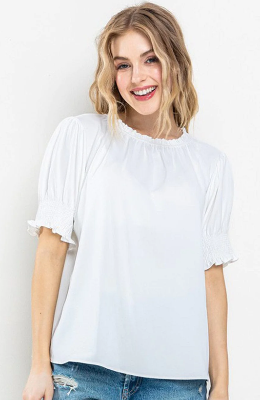 Short Smock Sleeve Blouse Top