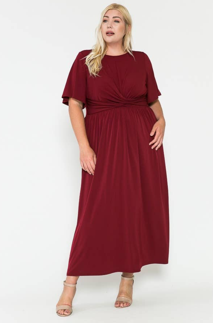 Plus Size Holiday Maxi Dress Burgundy