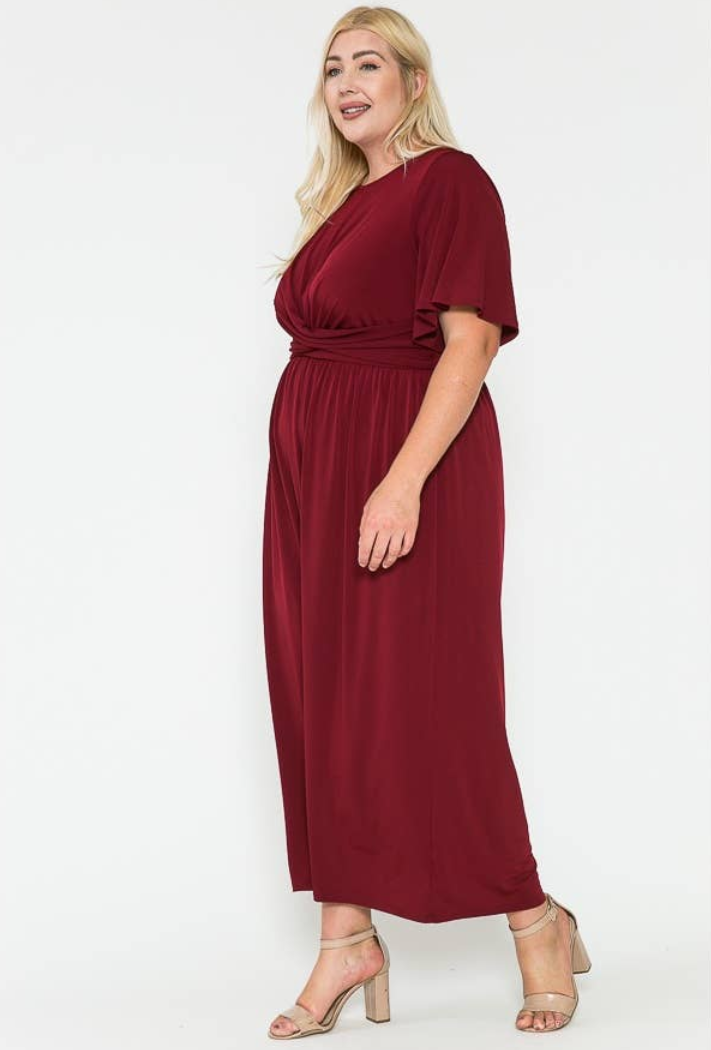 Plus Size Holiday Maxi Dress Burgundy