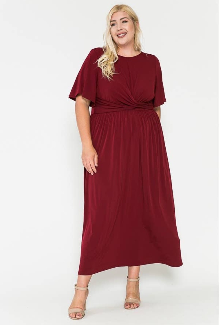 Plus Size Holiday Maxi Dress Burgundy