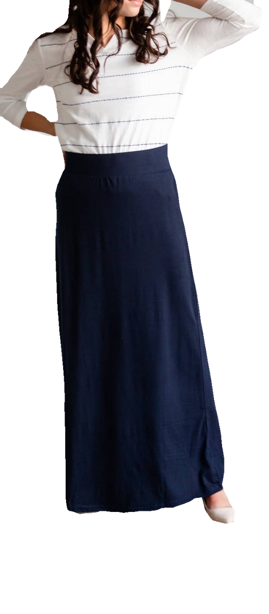 navy maxi skirt, long navy skirt, navy knit skirt, Clarise navy skirt, navy knit maxi skirt, premium knit skirt, lined skirt, lined maxi skirt, lined navy skirt