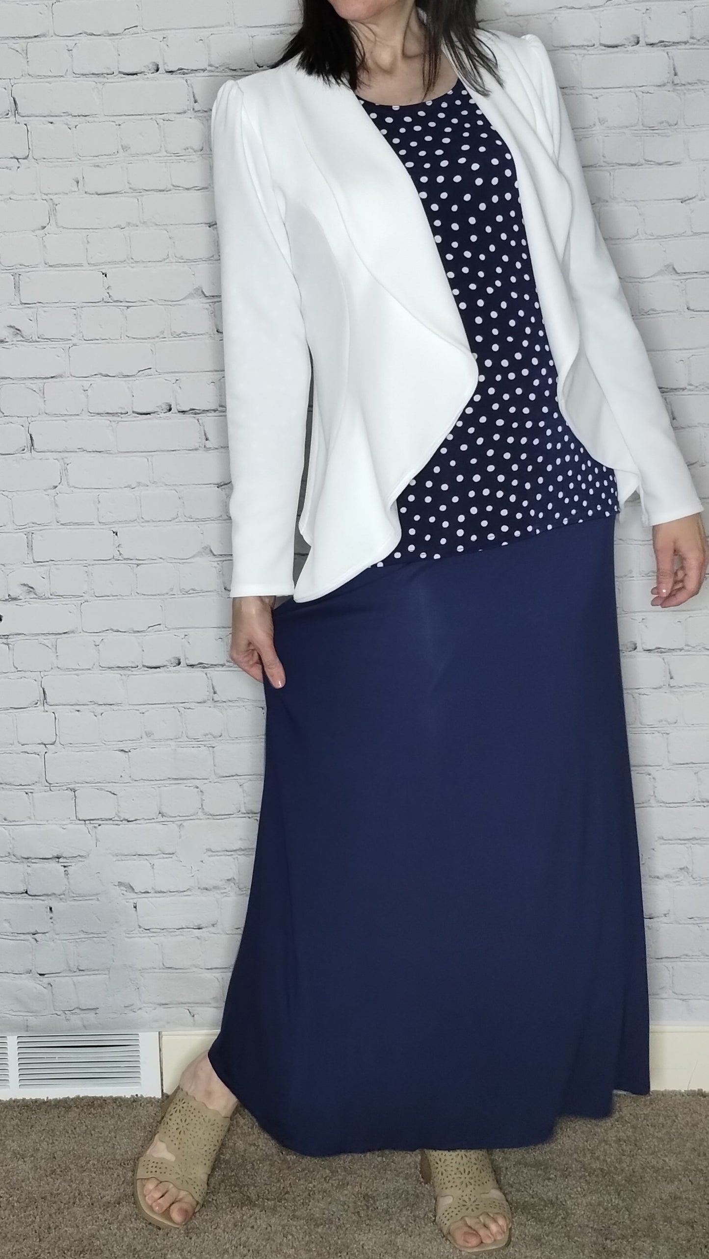 PLUS Solid Long Maxi Skirt Navy