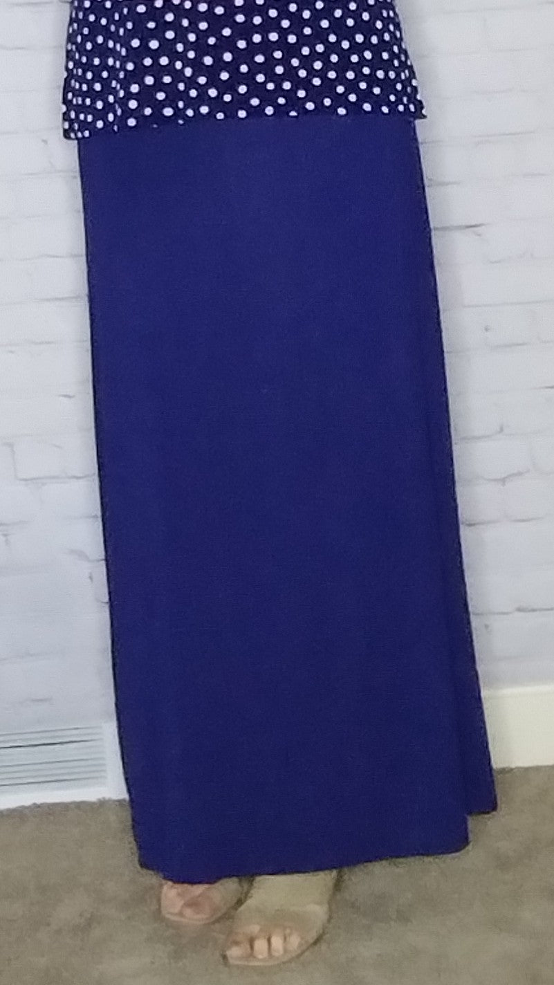 PLUS Solid Long Maxi Skirt Navy