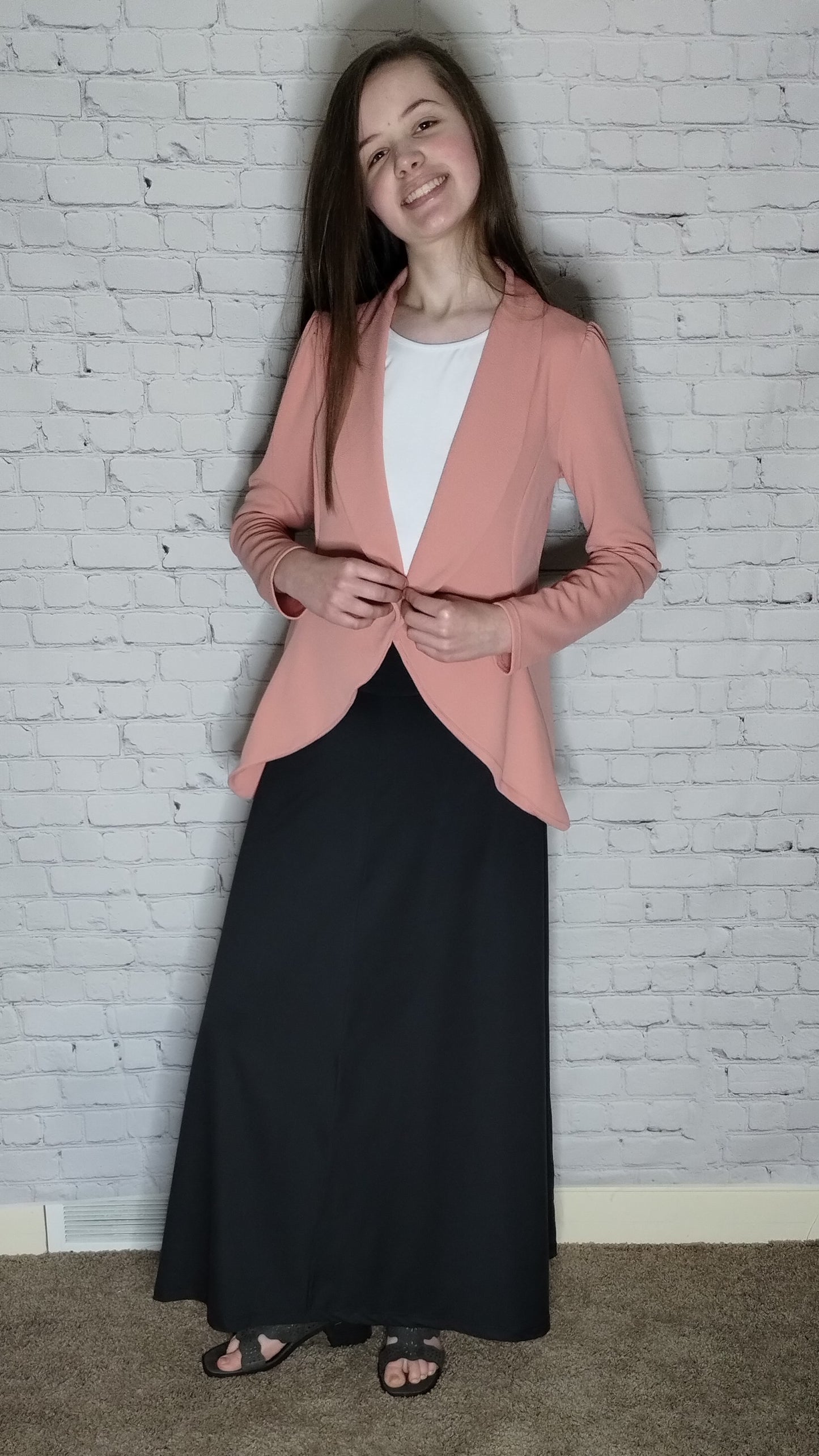 Solid Open Blazer - Dusty Pink