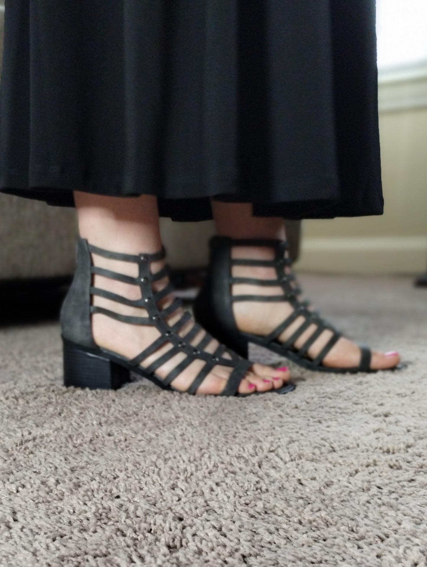 mina slate charcoal wedge women's gladiator style block heel sandals