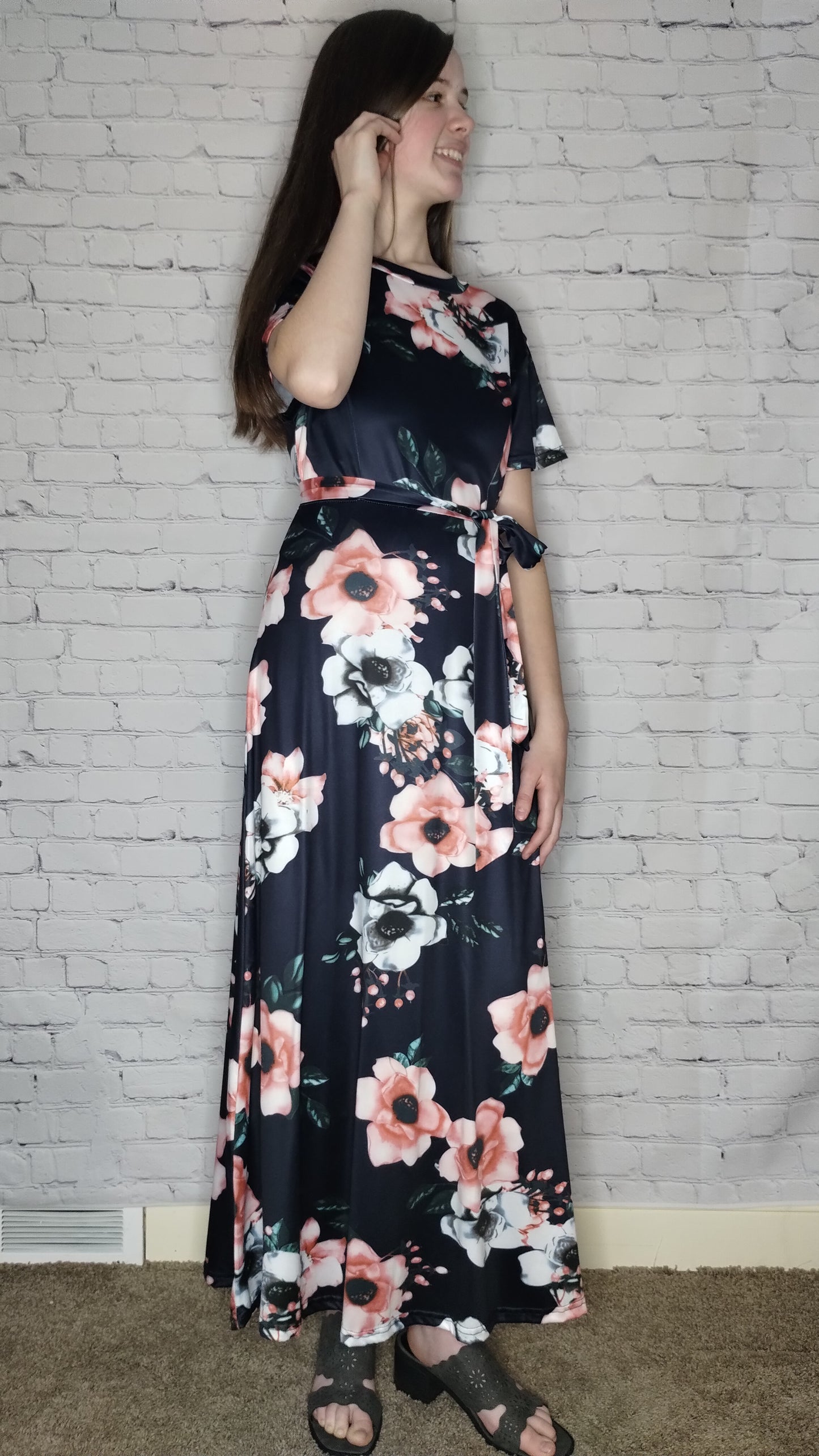 Maxi Short Sleeve Dress, Maxi Long Sleeve Dress Floral Print FINAL SALE