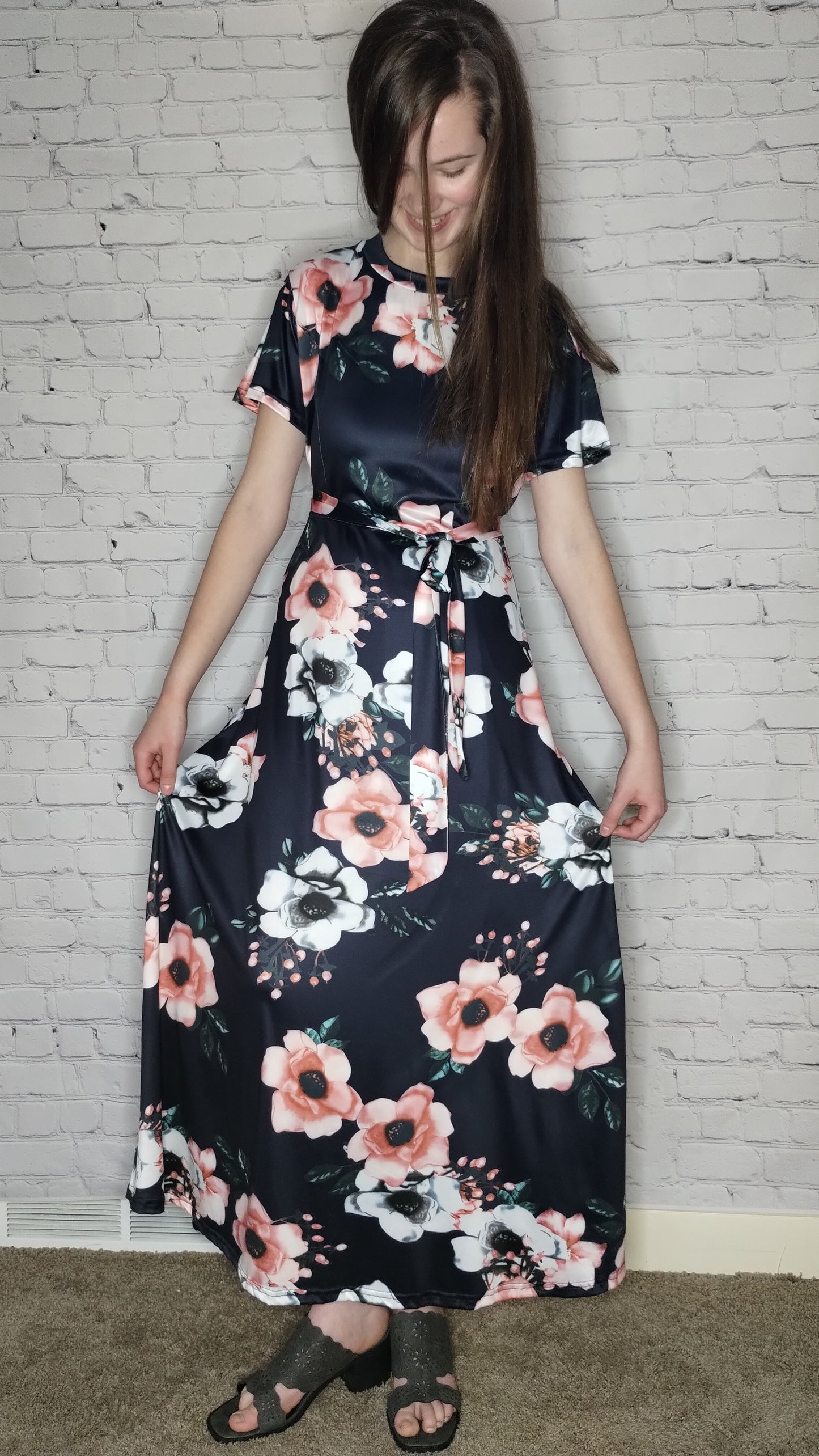 Maxi Short Sleeve Dress, Maxi Long Sleeve Dress Floral Print FINAL SALE