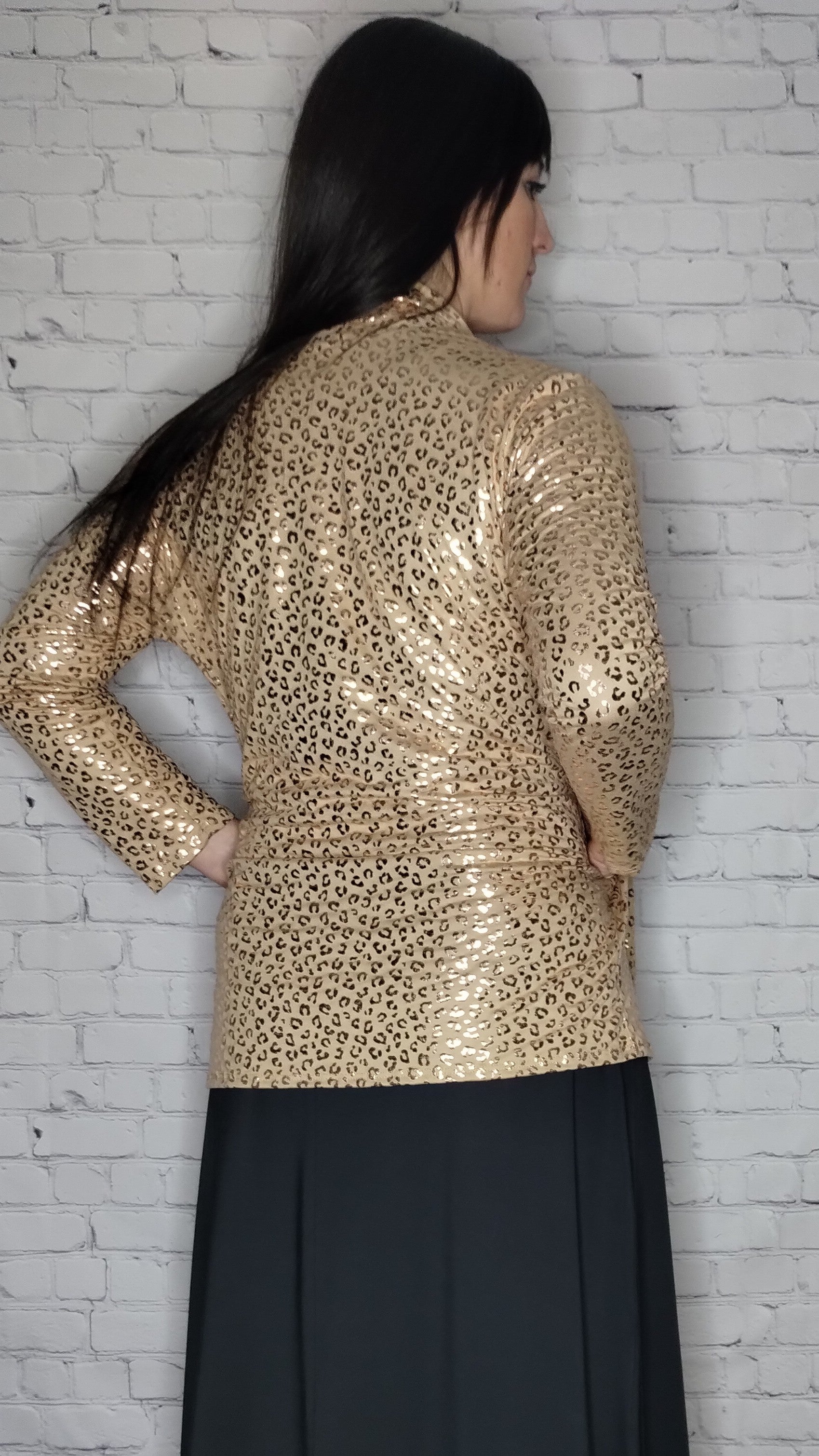 leopard long sleeve cardigan tan gold