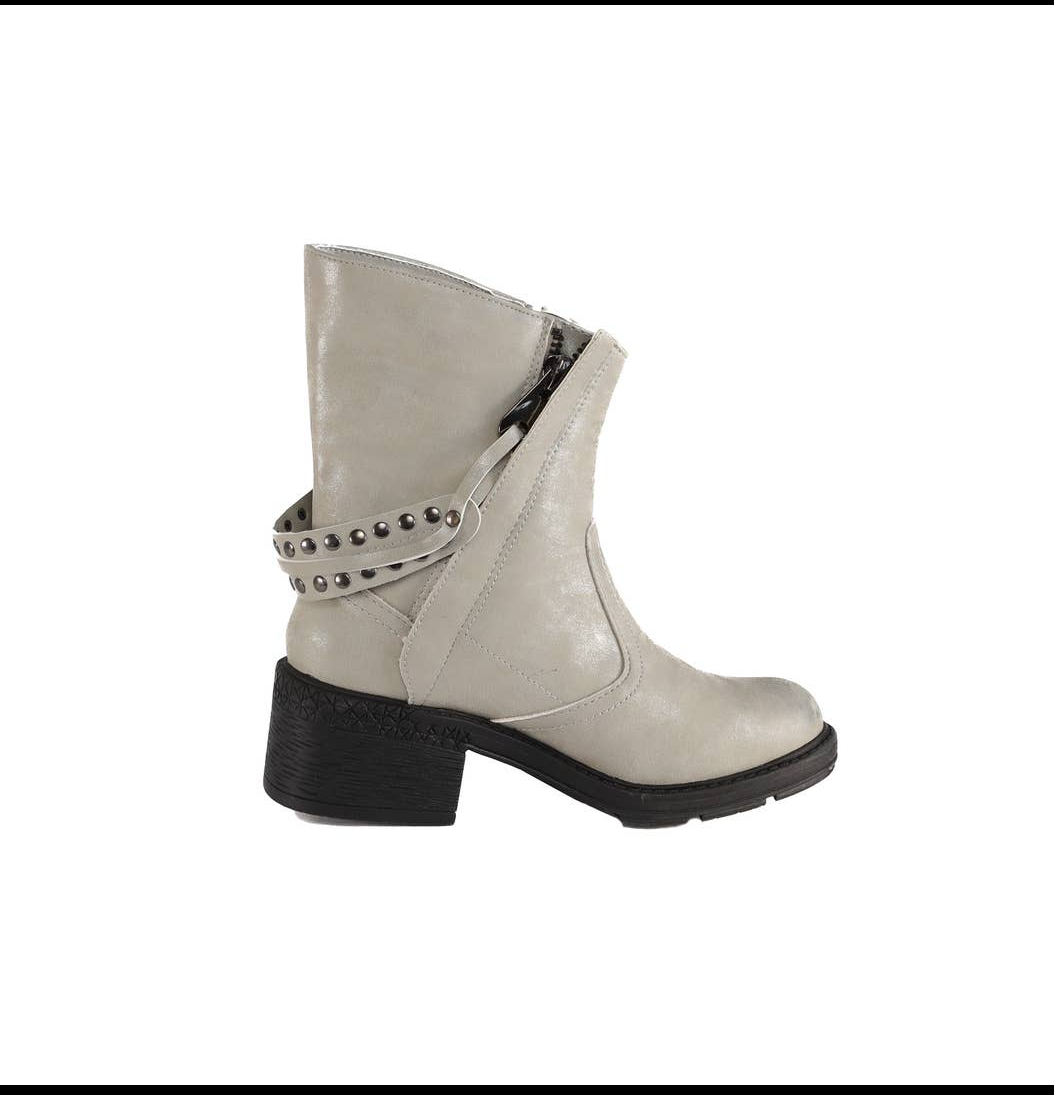 Vegan-friendly boots, ankles boots, gray boots, gray ankle boots, slate ice boots, two zipper boots, chunky heel boots