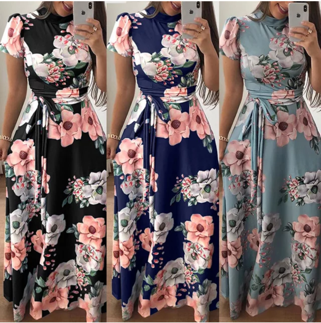 Maxi Short Sleeve Dress, Maxi Long Sleeve Dress Floral Print FINAL SALE