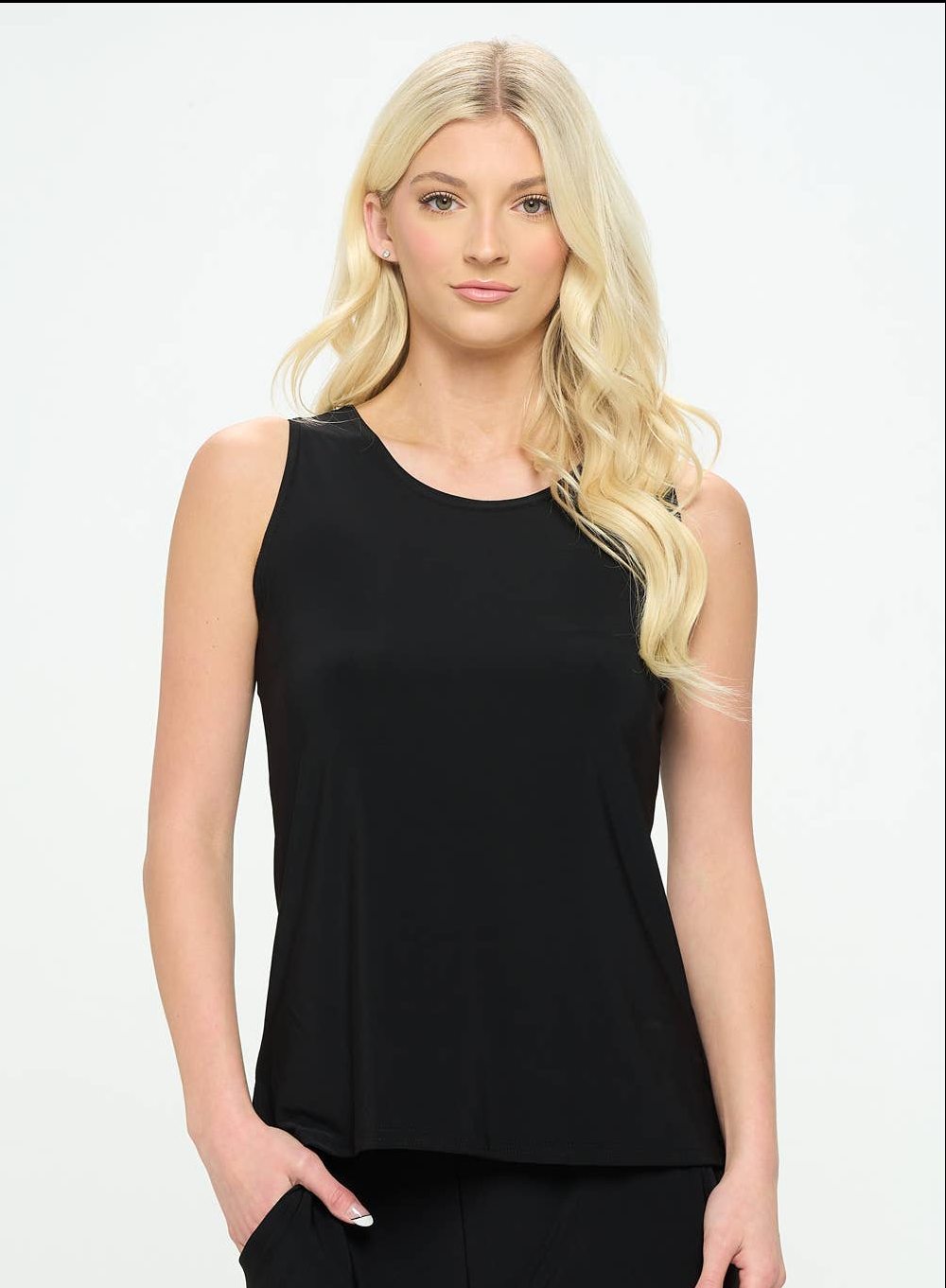 Tank Top Classic with vents Modest Layering Shirt Undershirt Black Polyester Spandex